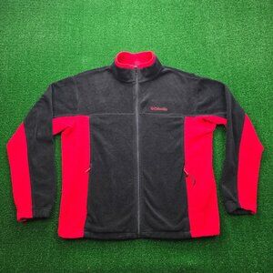 Columbia Sweatshirt Mens XL Red Black Full Zip Fleece Long Sleeve‎ Hiking Casual